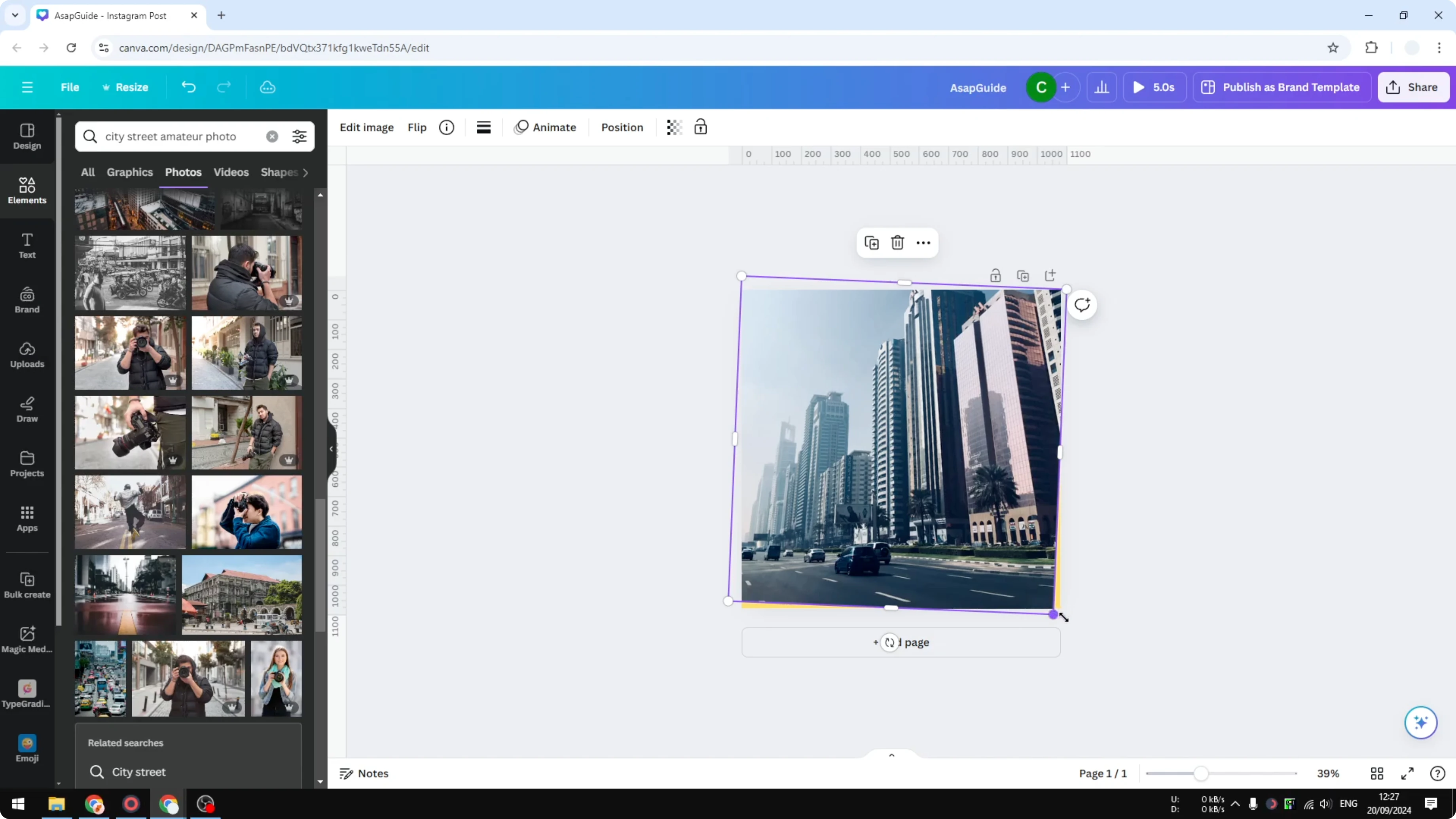 Screenshot from How to Tilt an Image in Canva at 95s