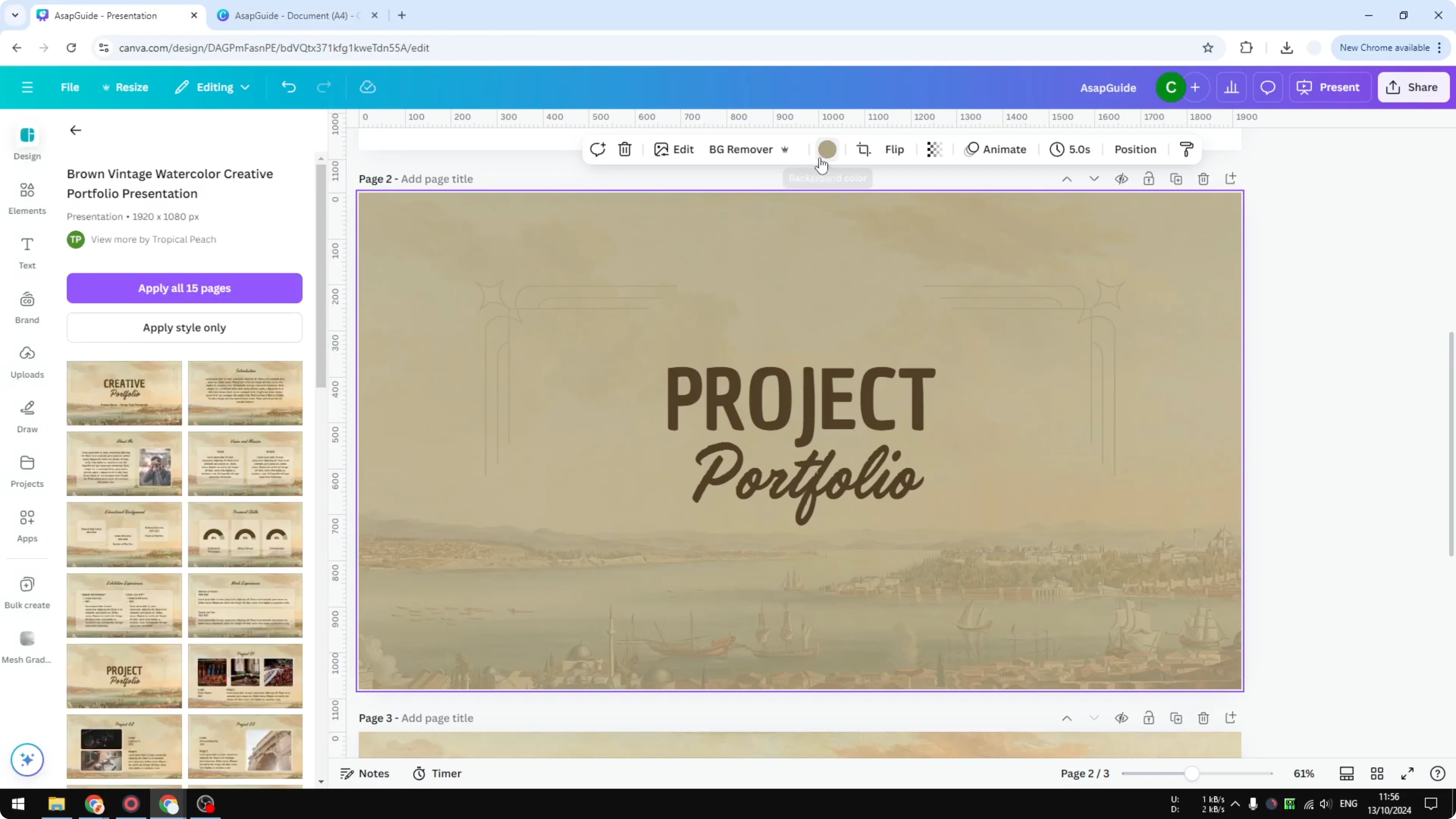 Screenshot from How to Make a Translucent Background in Canva at 77s