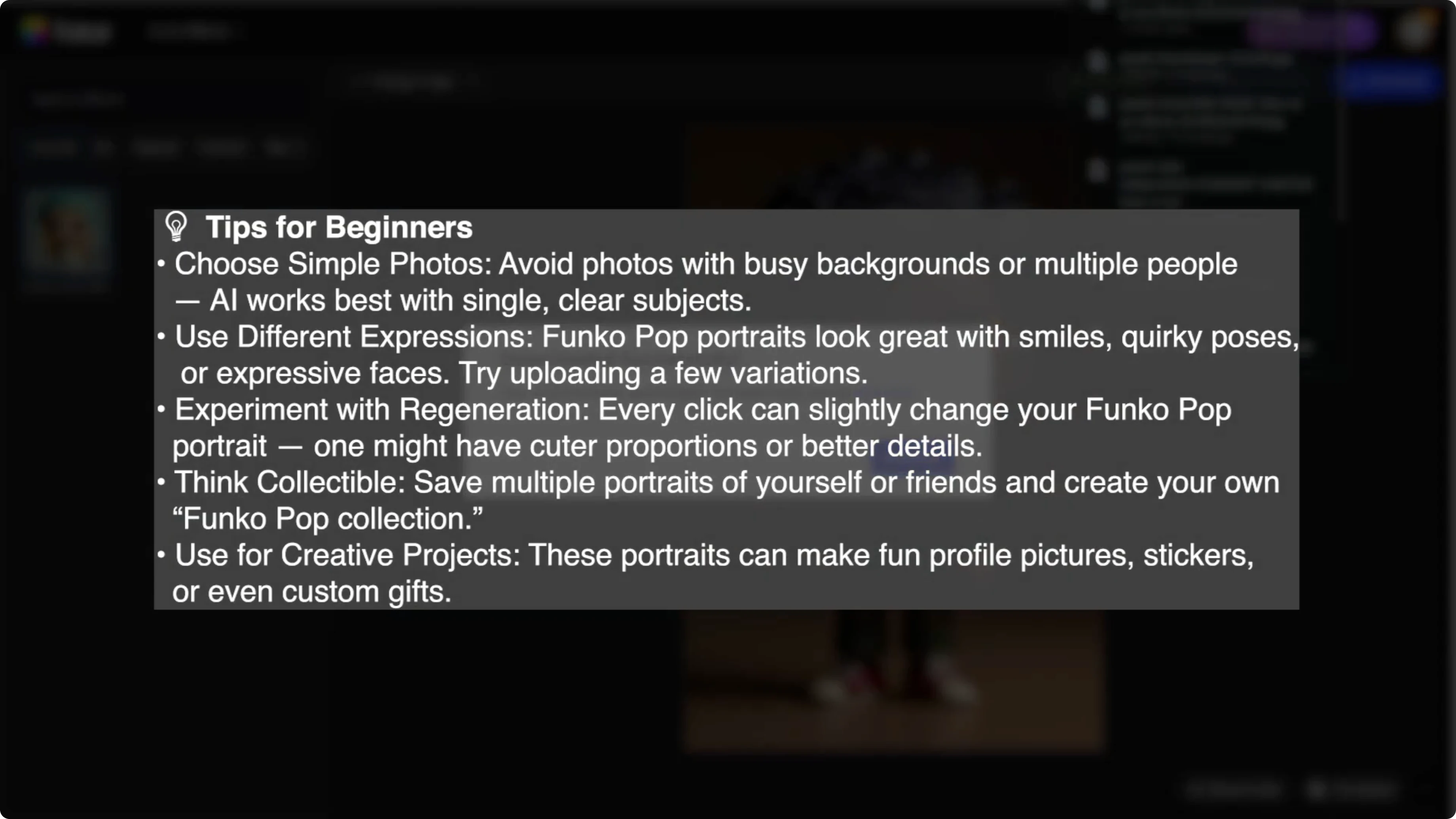 Screenshot from How to Transform Your Photos into Funko Pop Style Characters with AI? at 123s