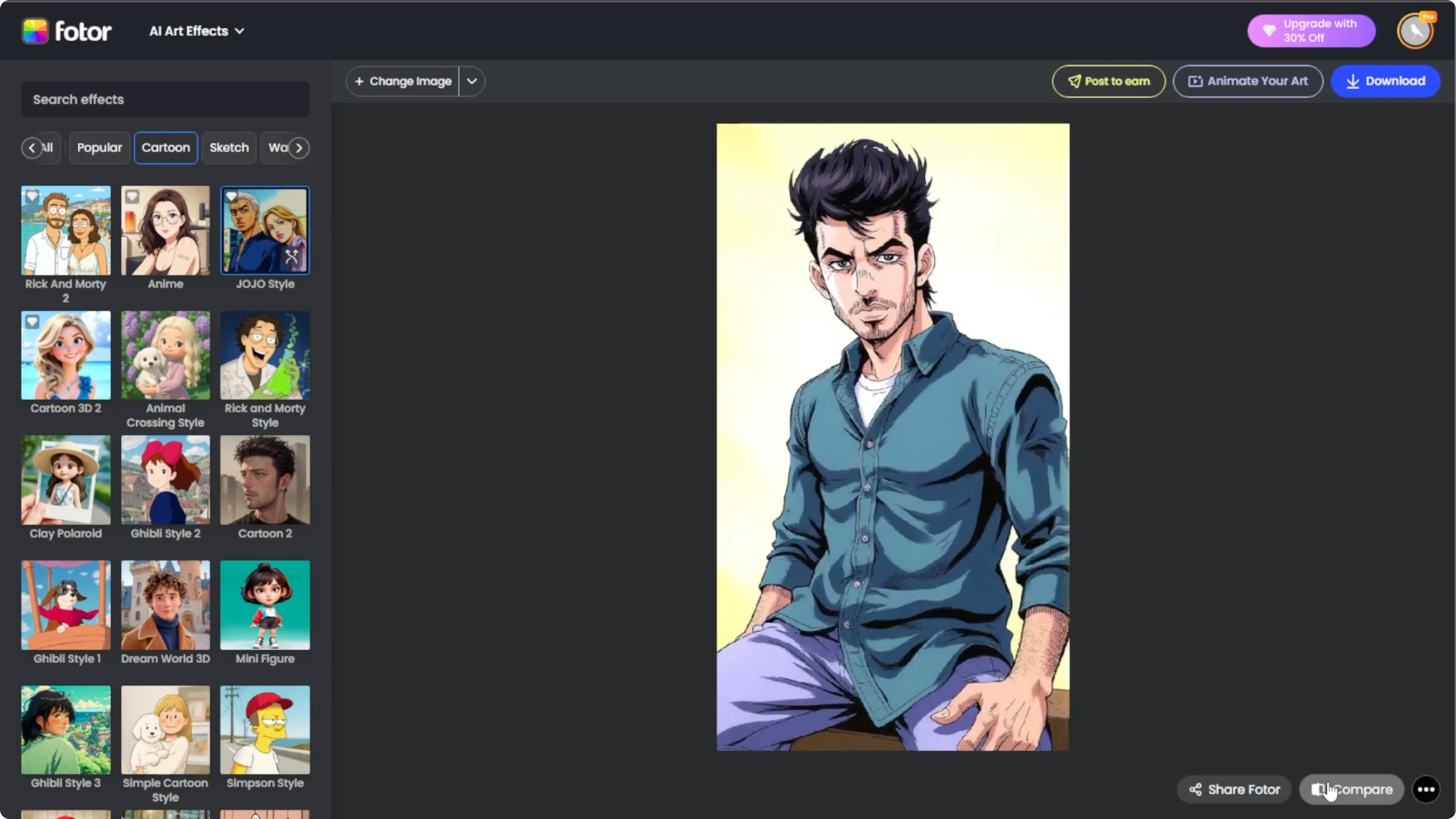 Screenshot from How to Transform Your Photos into Stylized JoJo Characters with AI? at 107s