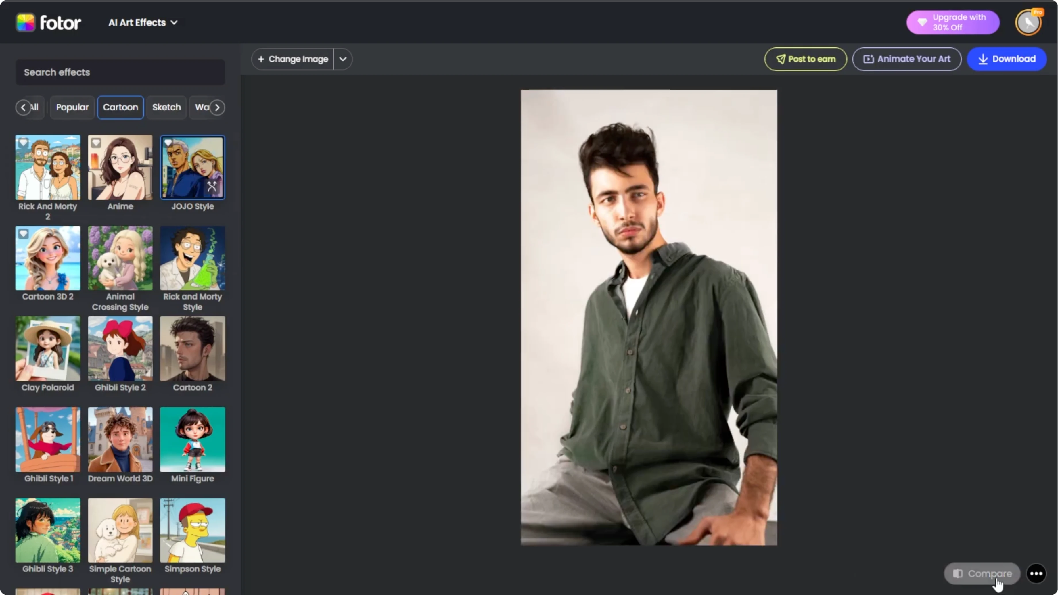 Screenshot from How to Transform Your Photos into Stylized JoJo Characters with AI? at 76s