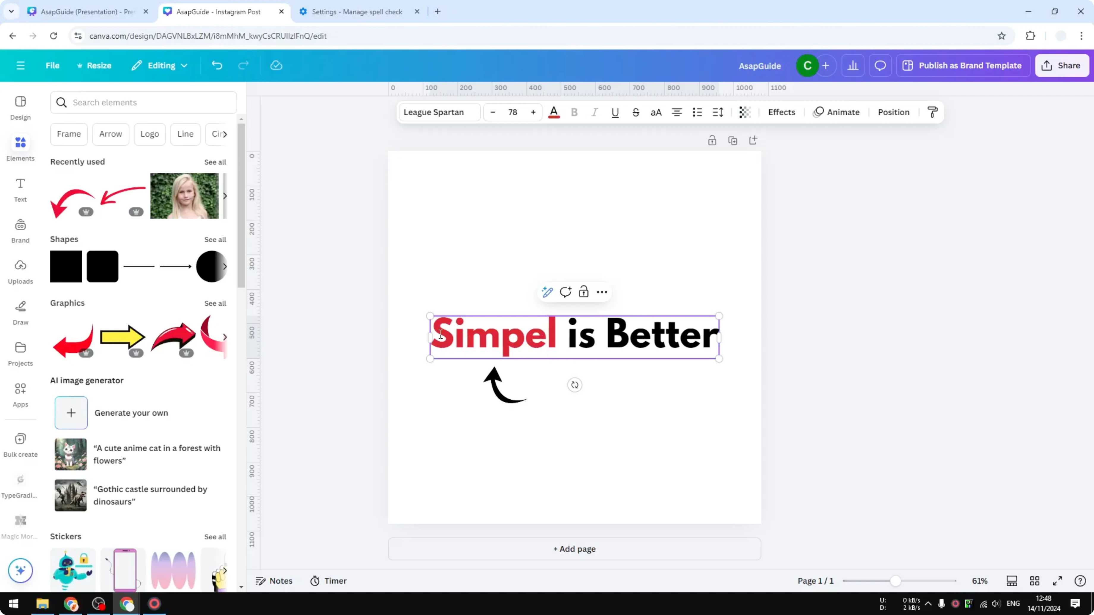 Screenshot from How to Turn Off Spell Check in Canva at 126s