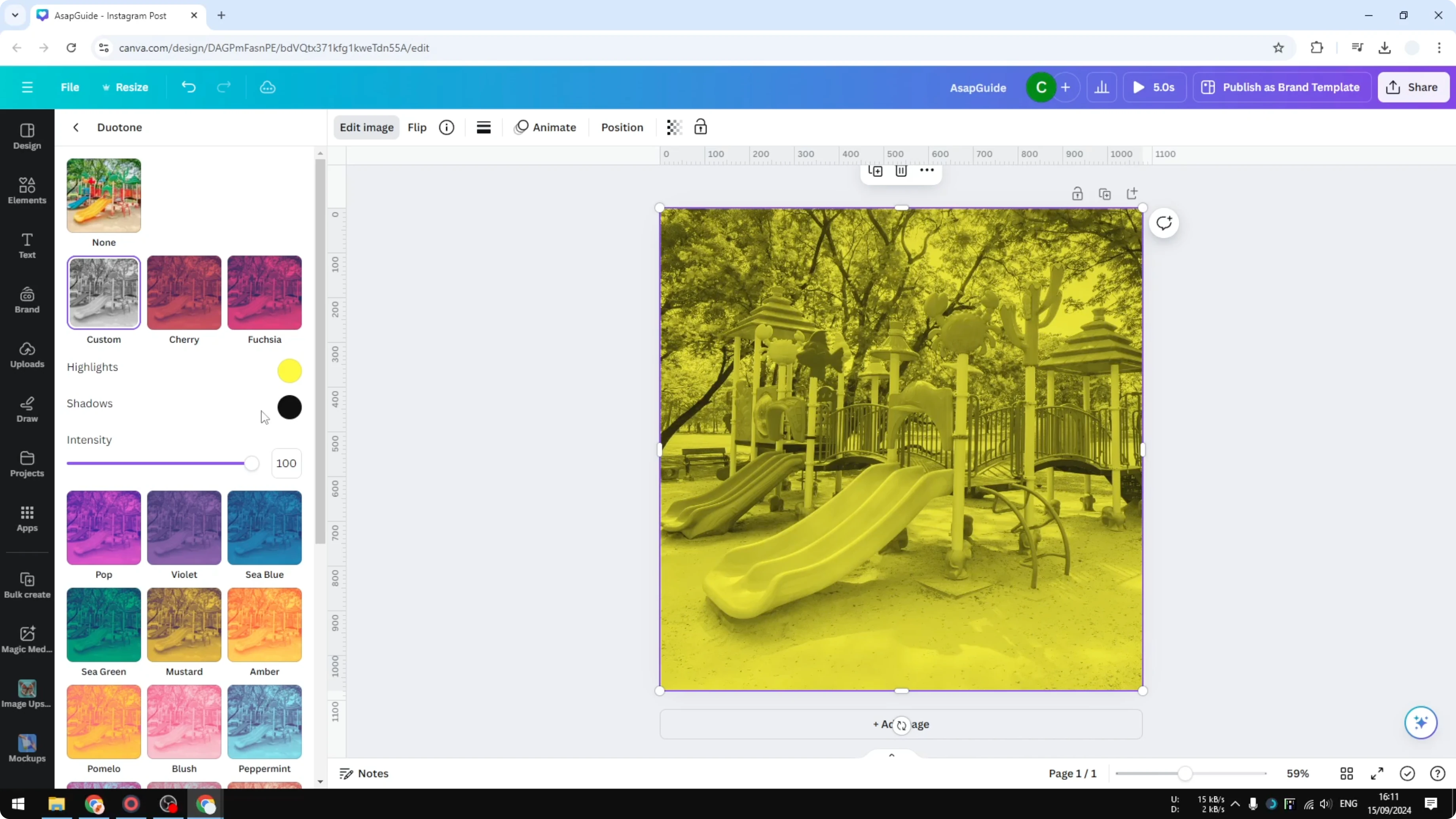 Screenshot from How to Turn a Photo Black and White in Canva at 116s