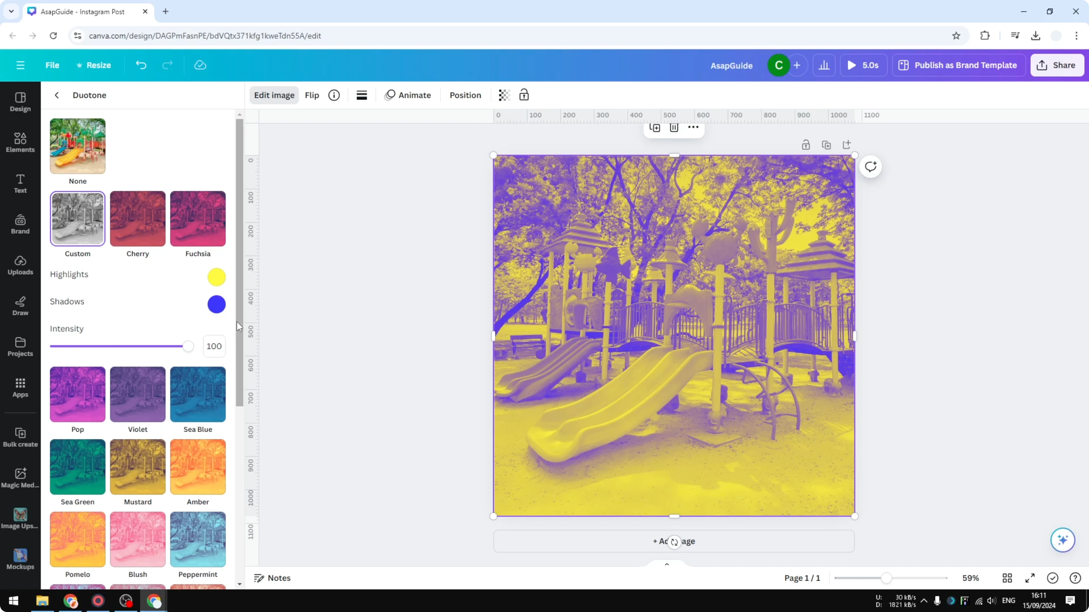 Screenshot from How to Turn a Photo Black and White in Canva at 136s