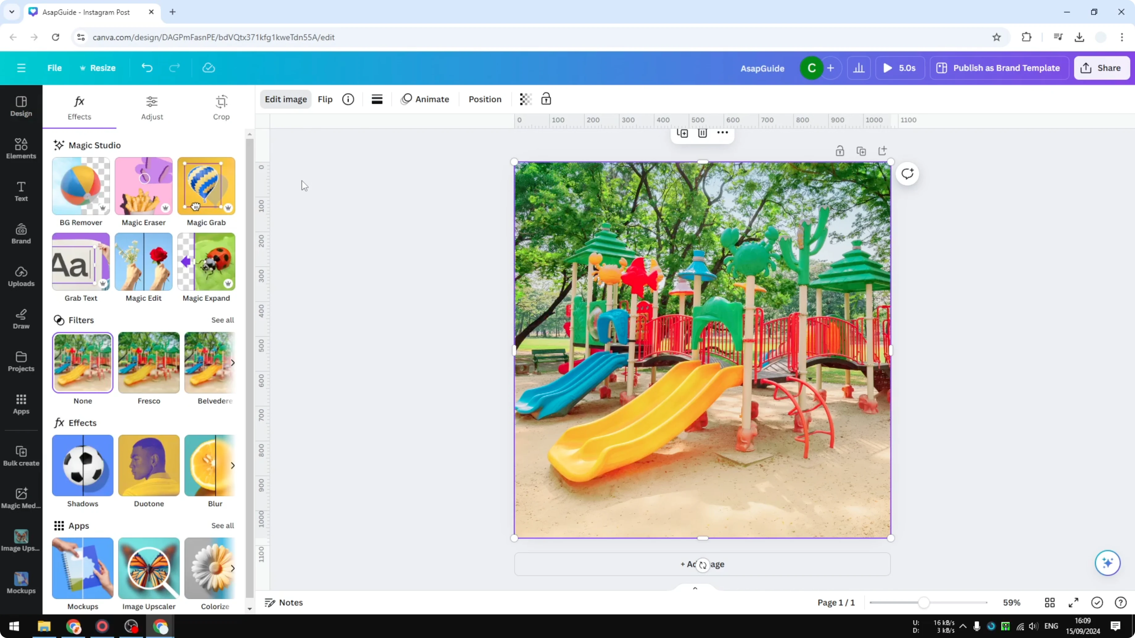 Screenshot from How to Turn a Photo Black and White in Canva at 24s