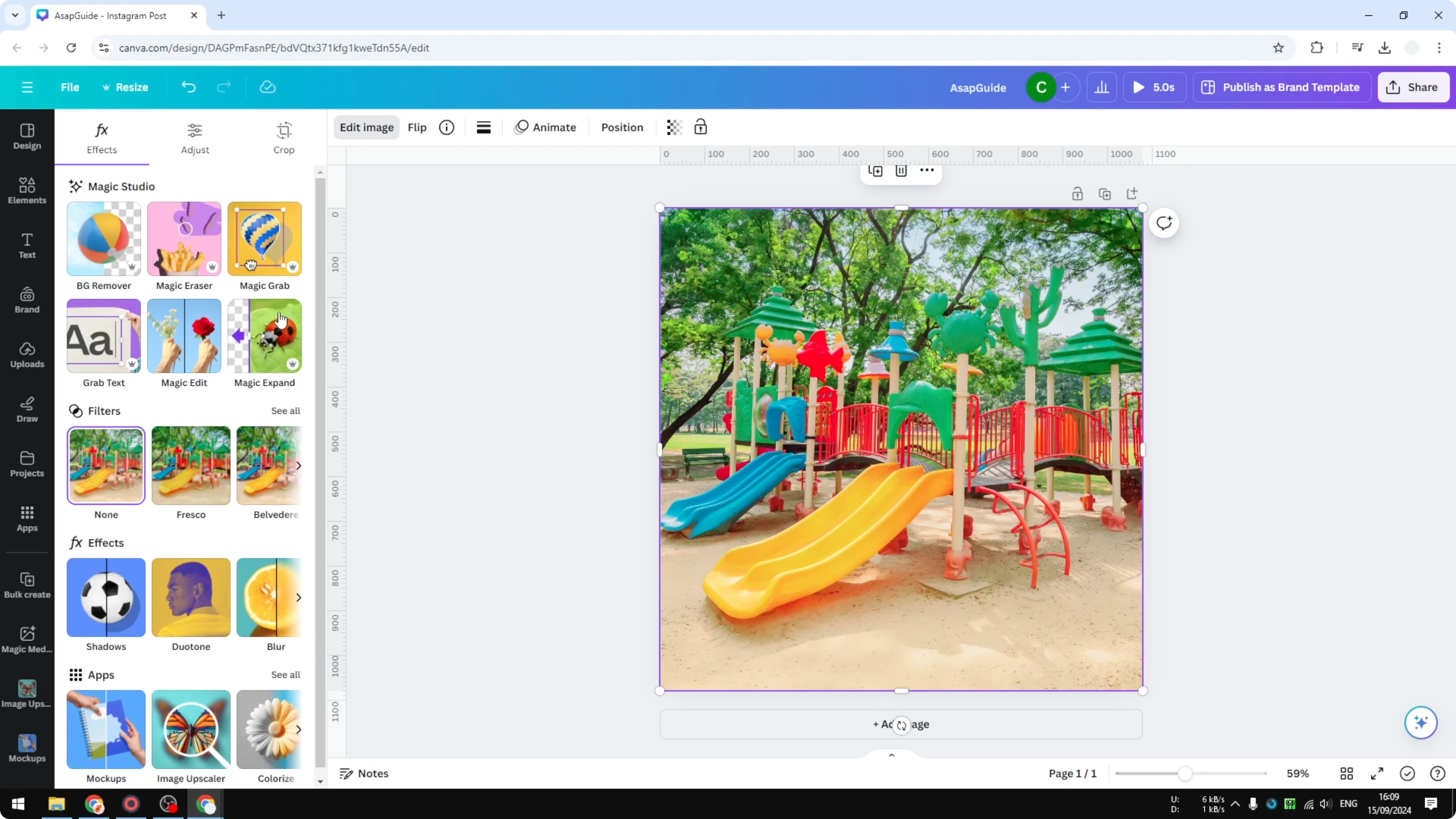 Screenshot from How to Turn a Photo Black and White in Canva at 30s