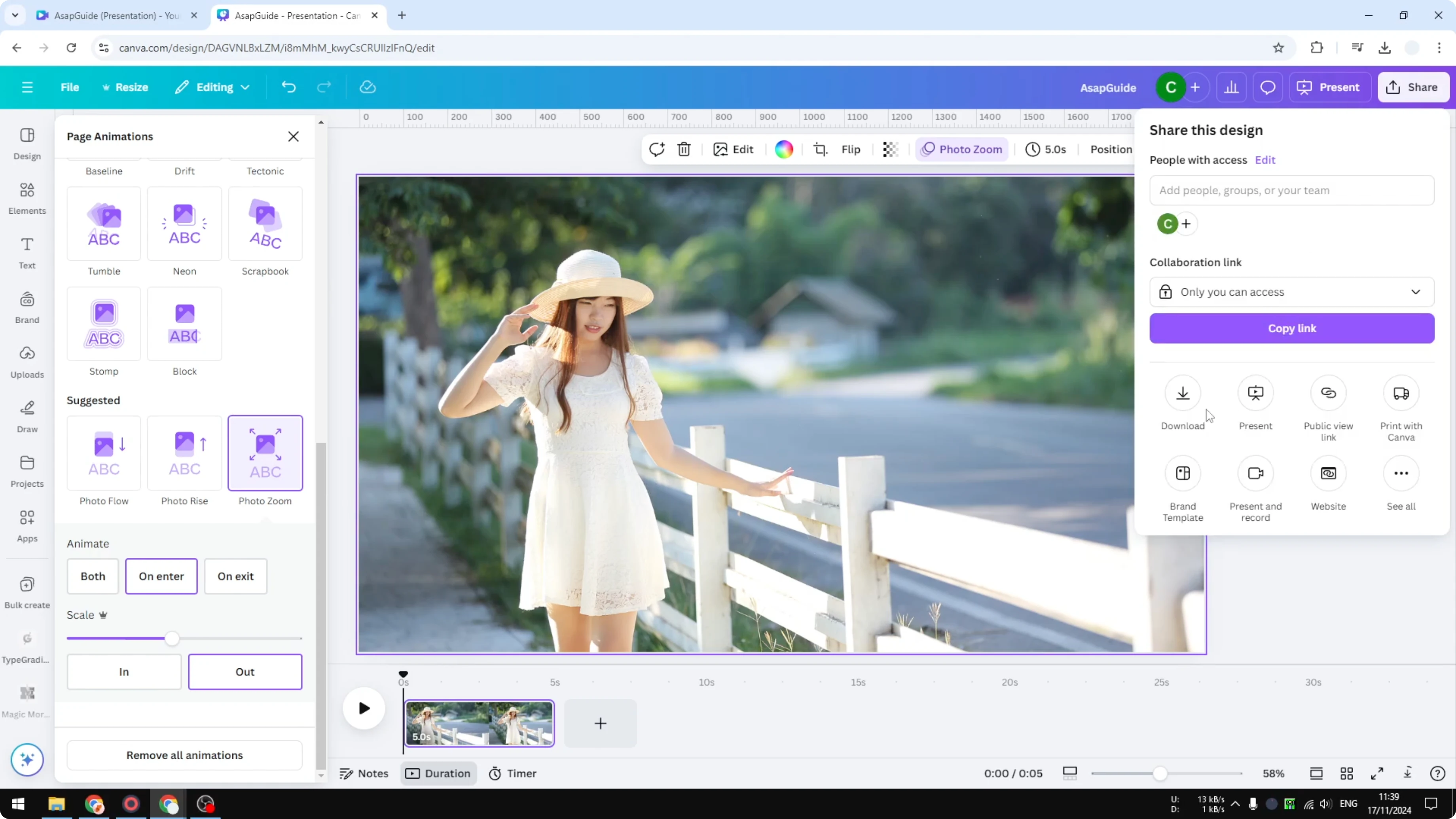 Screenshot from How to Turn Photo to Video in Canva at 85s