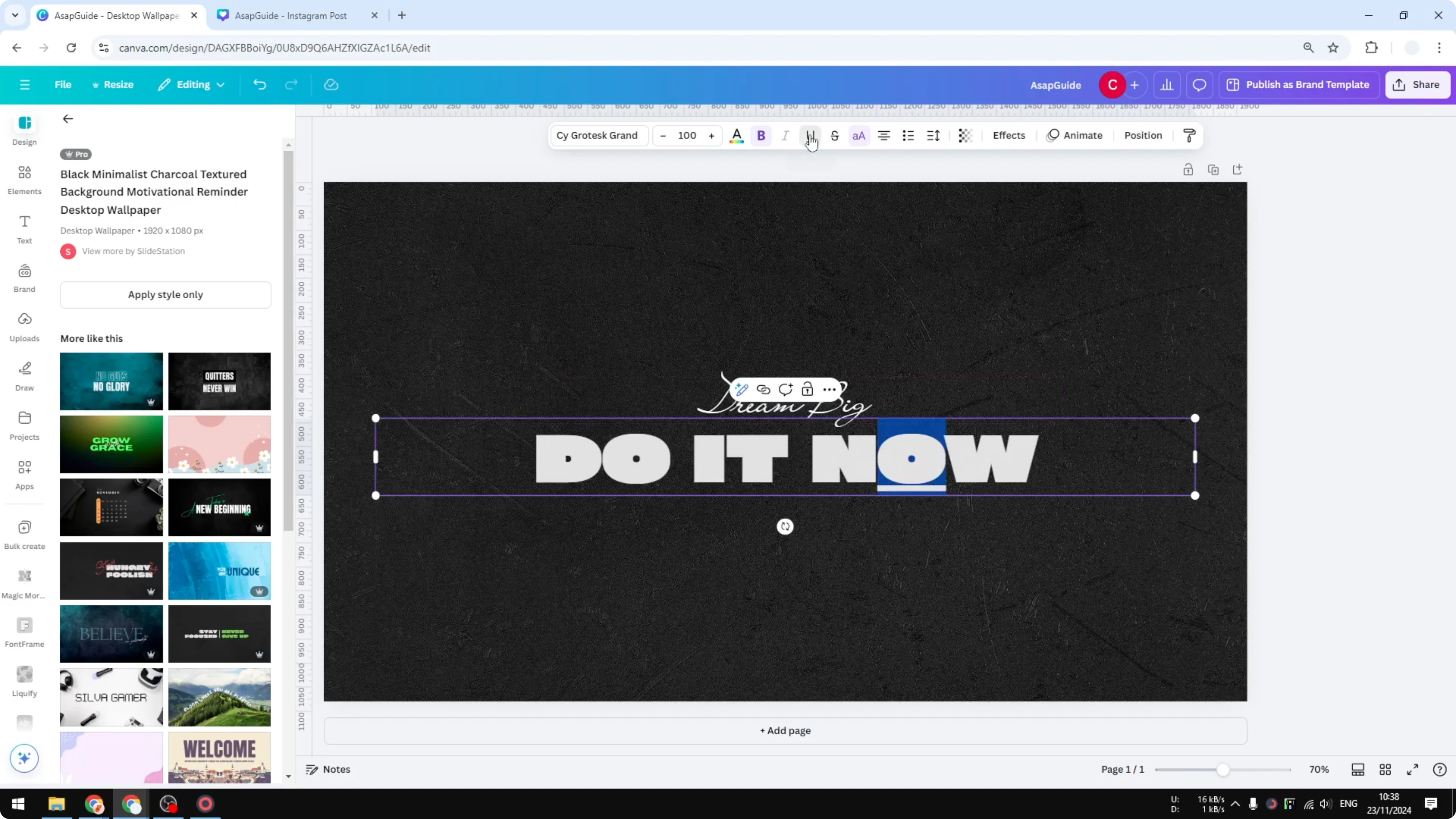 Screenshot from How to Underline Text in Canva at 39s