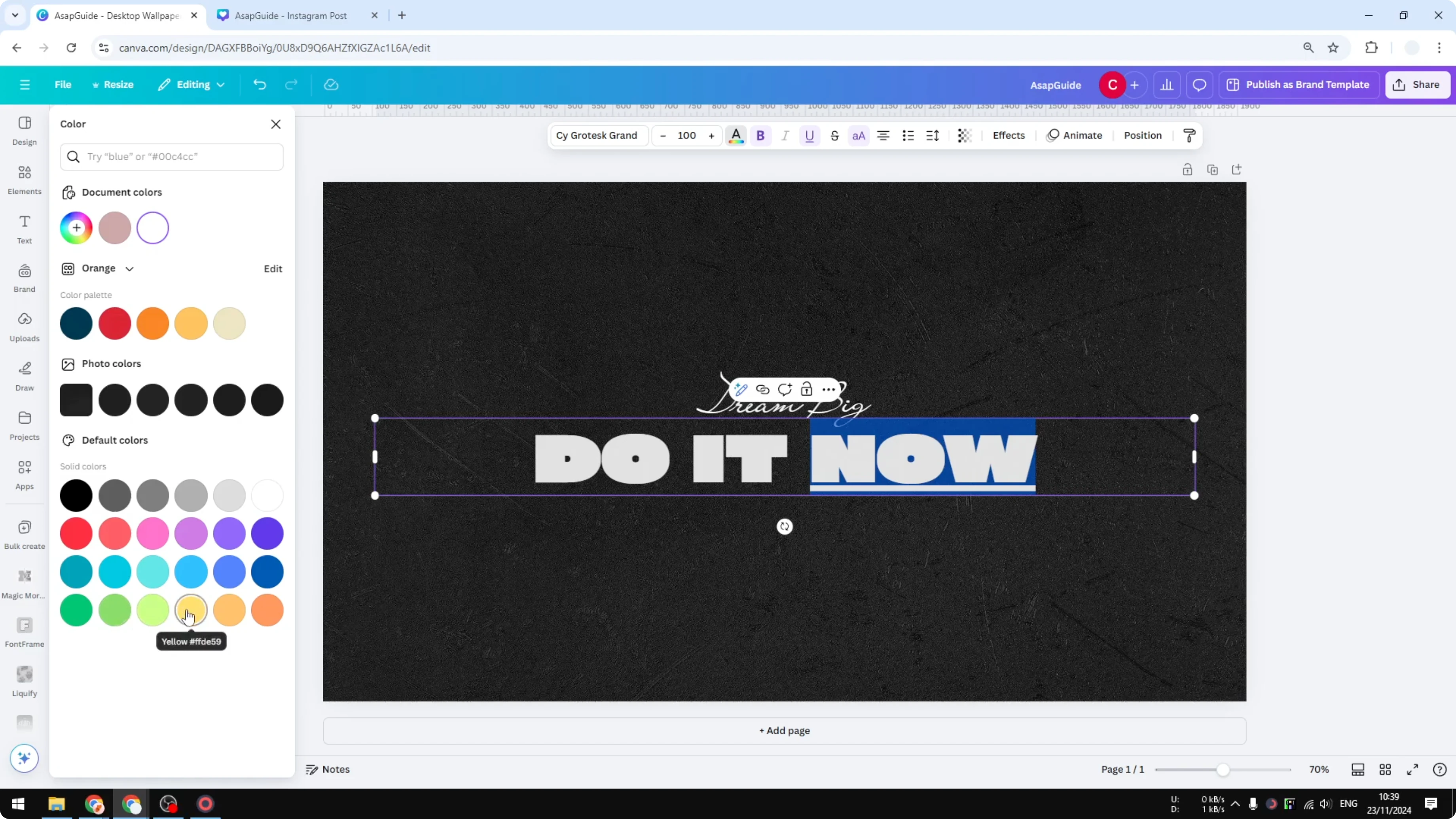 Screenshot from How to Underline Text in Canva at 79s