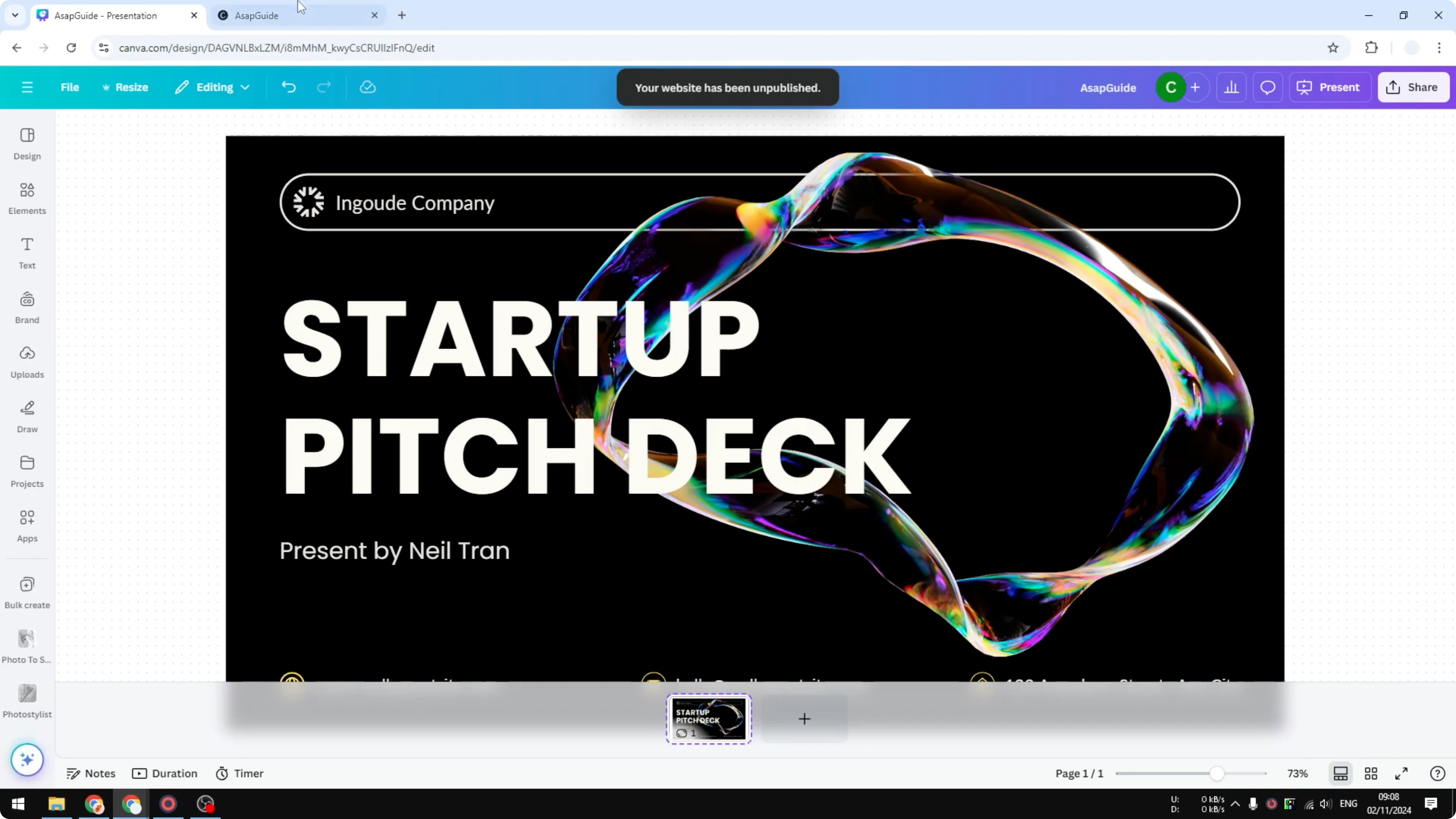 Screenshot from How to Unpublish Your Canva Website at 43s