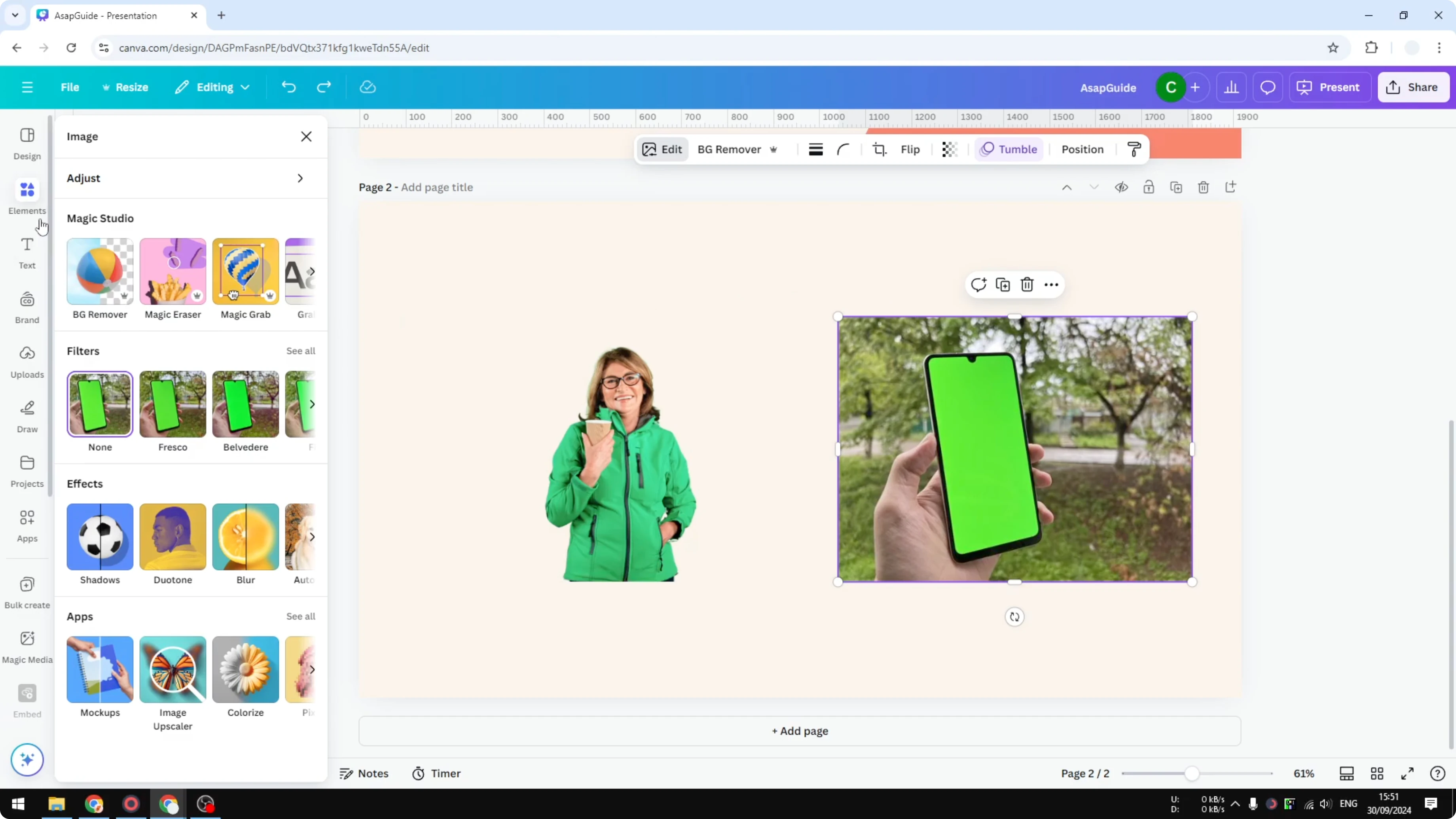 Screenshot from How to Use Chroma Key in Canva at 159s