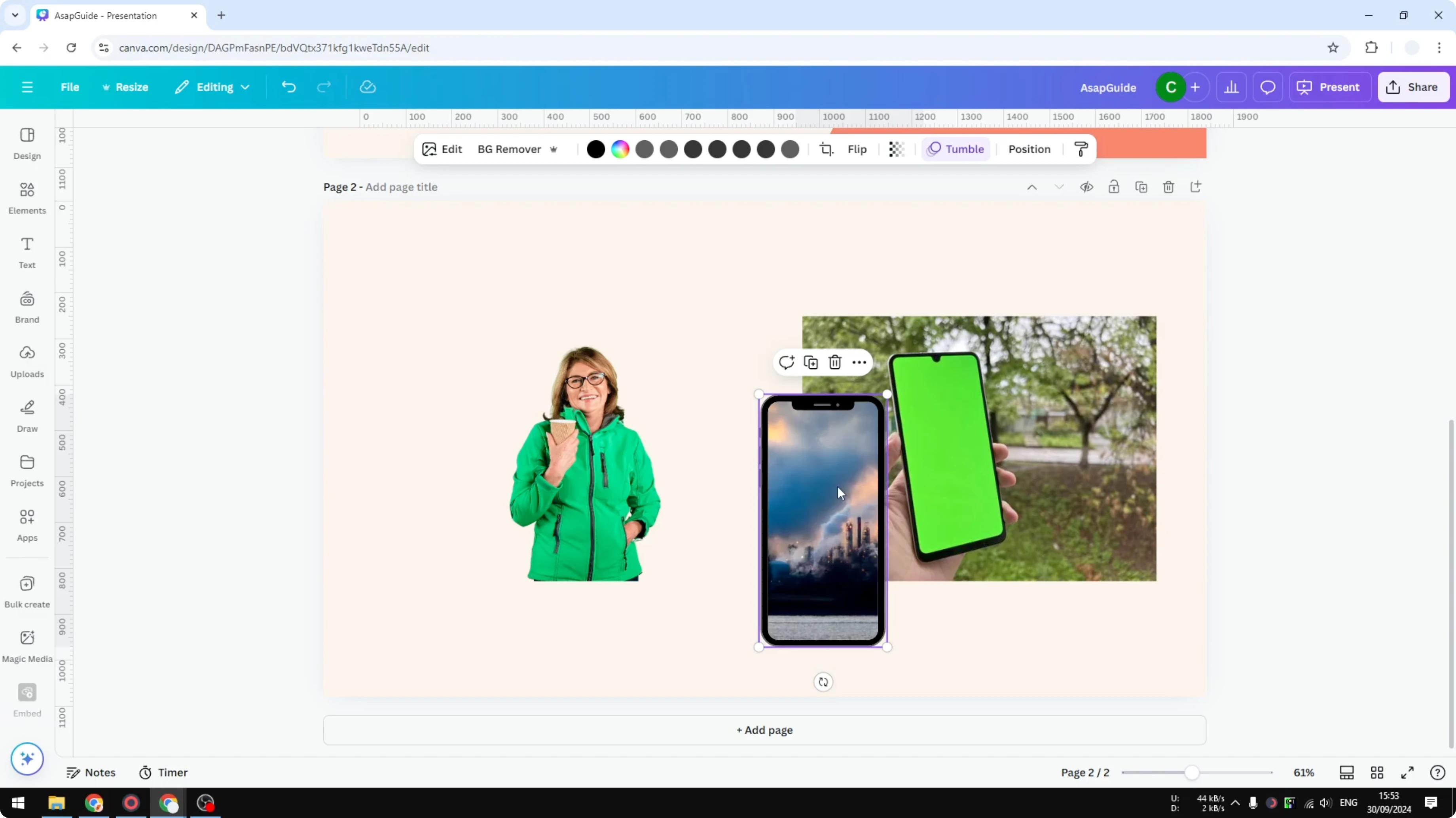 Screenshot from How to Use Chroma Key in Canva at 225s