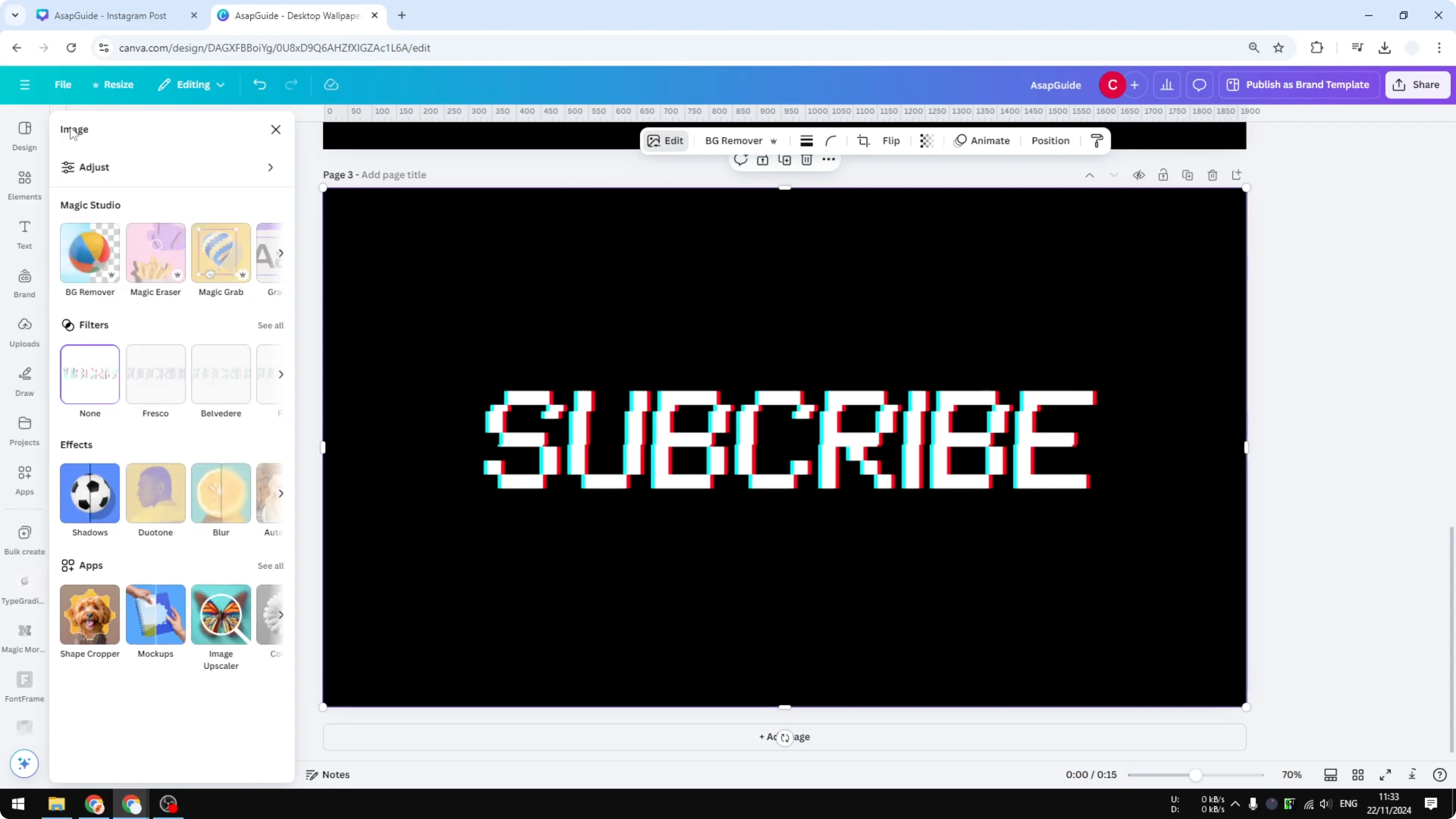 Screenshot from How to Create a VHS Text Effect in Canva at 231s