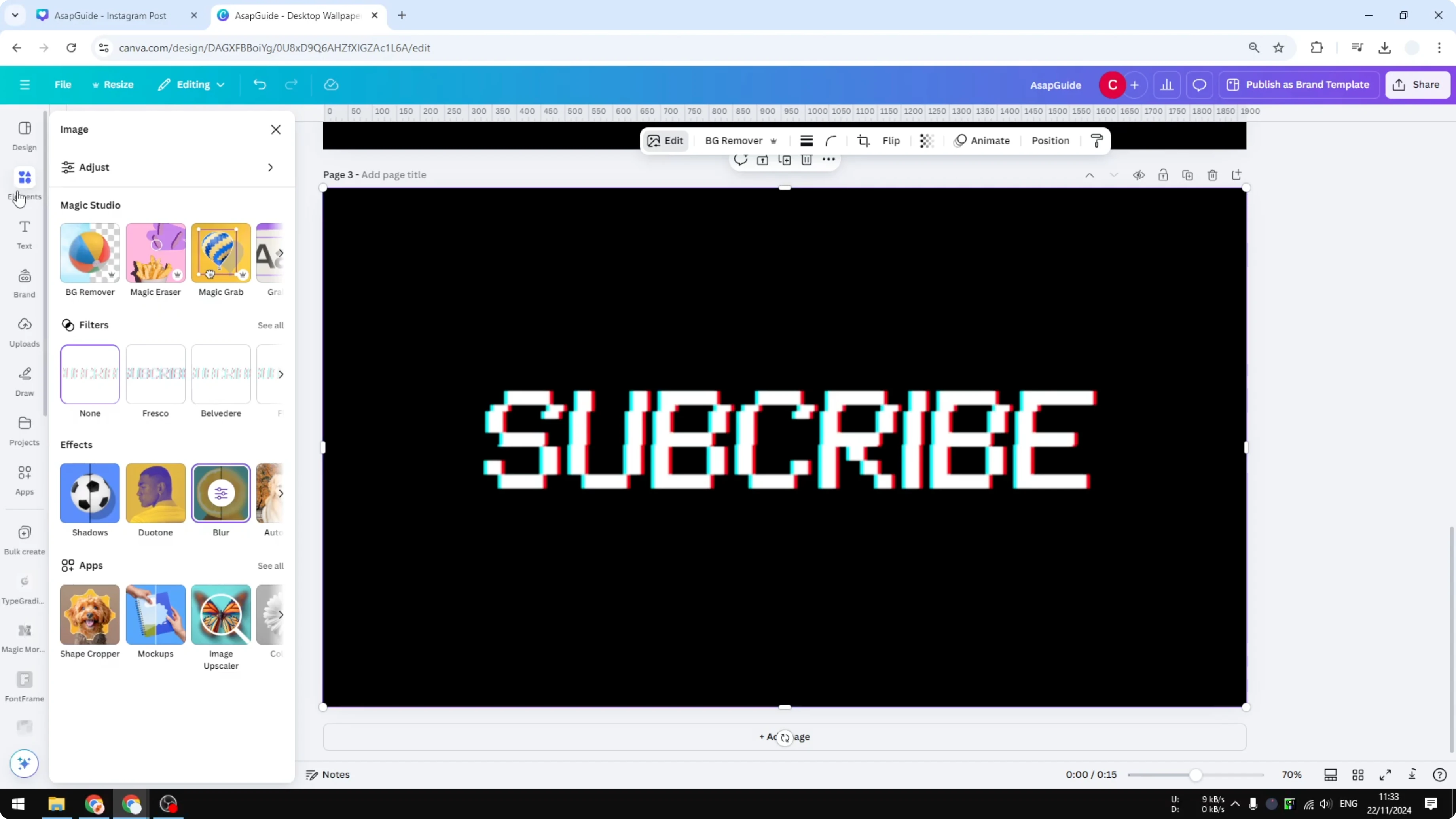 Screenshot from How to Create a VHS Text Effect in Canva at 265s