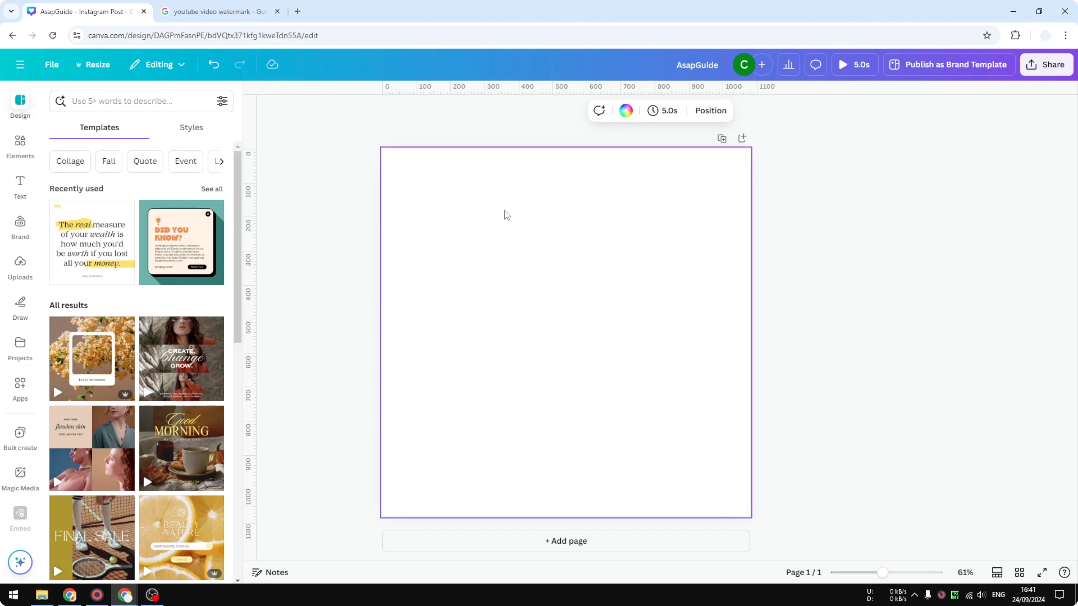 Screenshot from How to Create YouTube Video Watermark in Canva at 71s