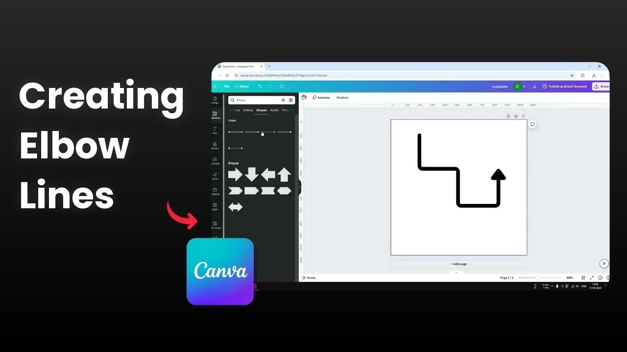 How to Add an Elbow Line in Canva