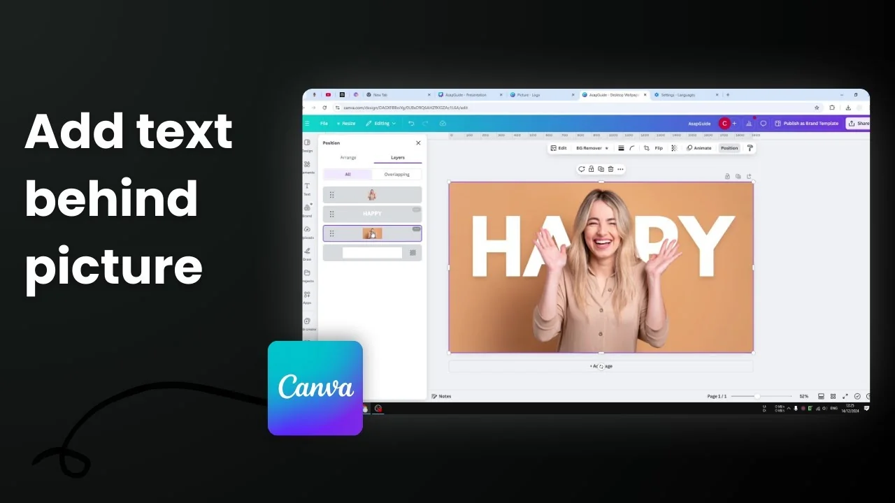 How to Add Text Behind Image in Canva