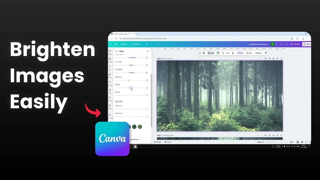How to Brighten Image in Canva