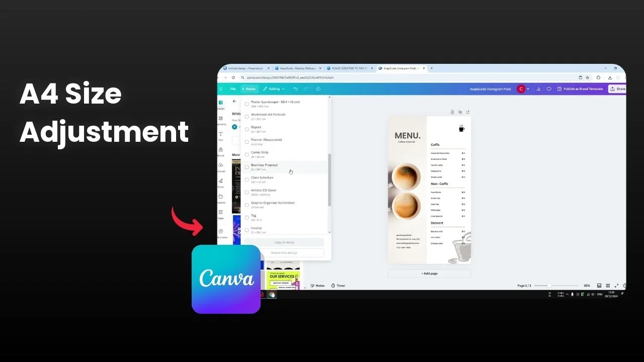 How to Change to A4 Size in Canva