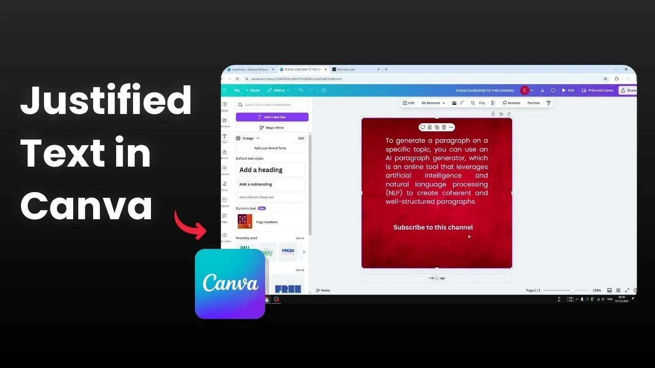 How to Create a Justified Text Effect in Canva