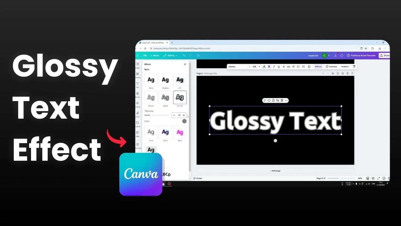How to Create a Simple Glossy Text Effect in Canva