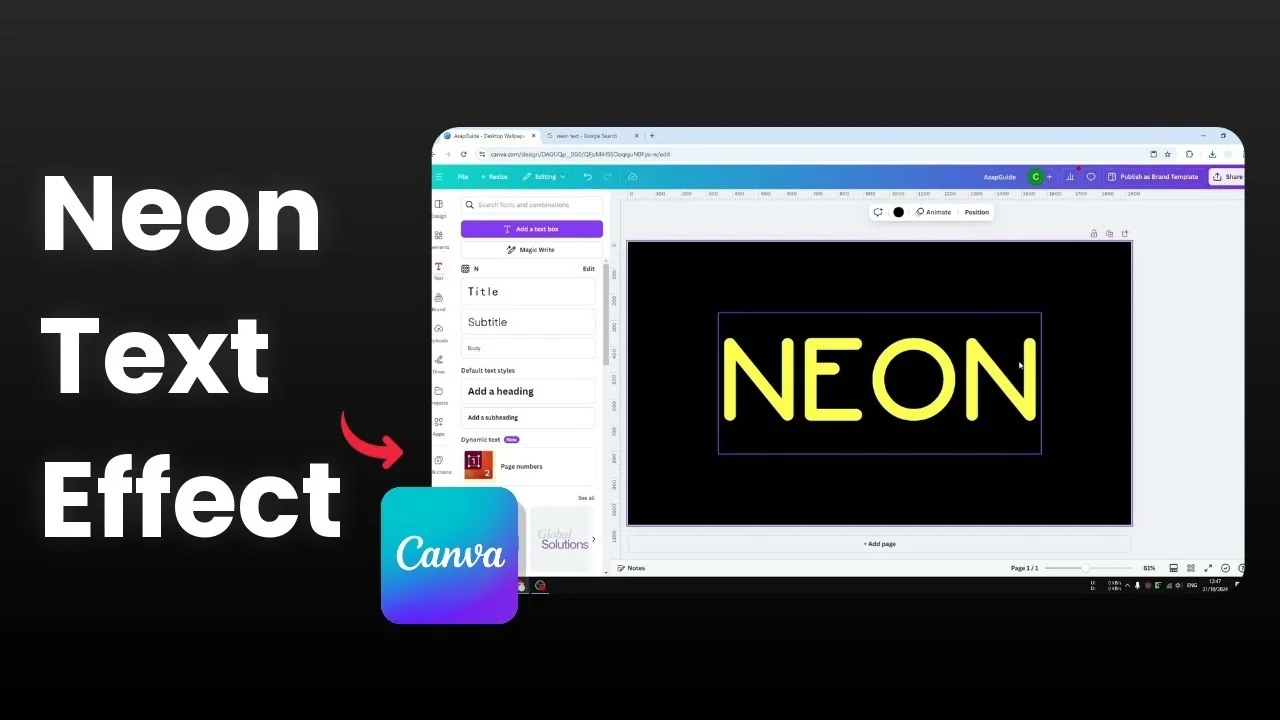 How to Create Cool Neon Effect to Text in Canva