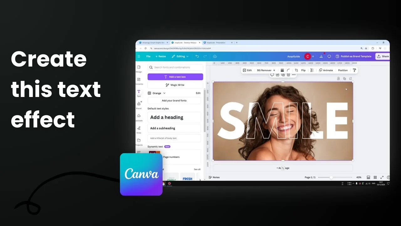 How to Create Transparent Overlay Text Effect in Canva