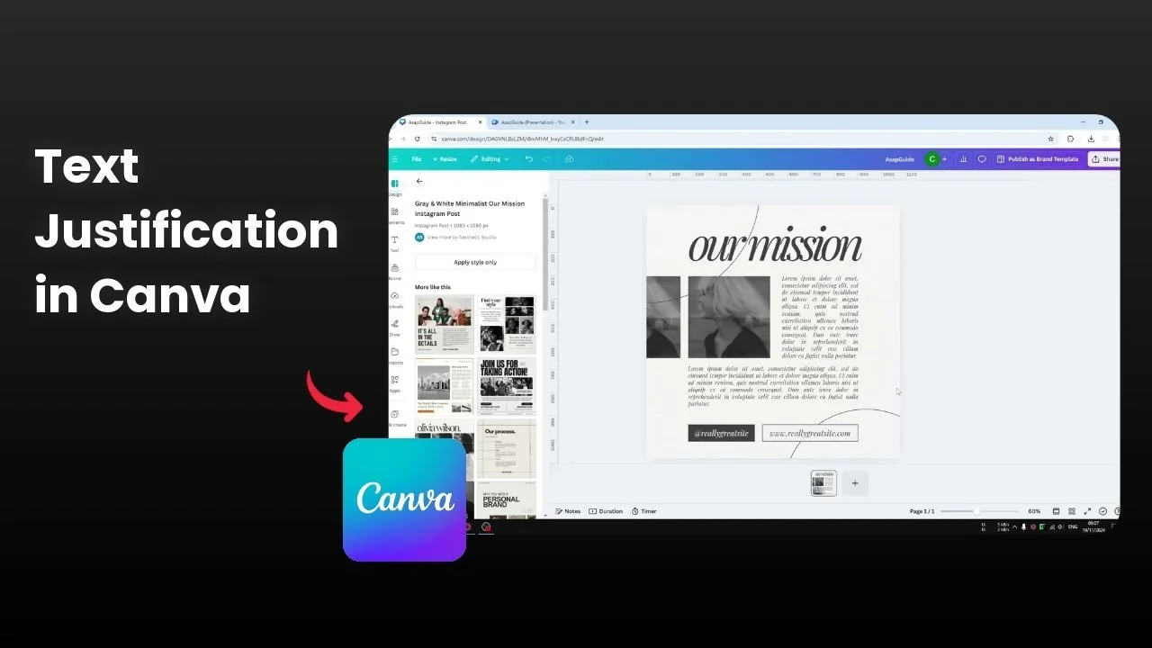 How to Justify Text in Canva