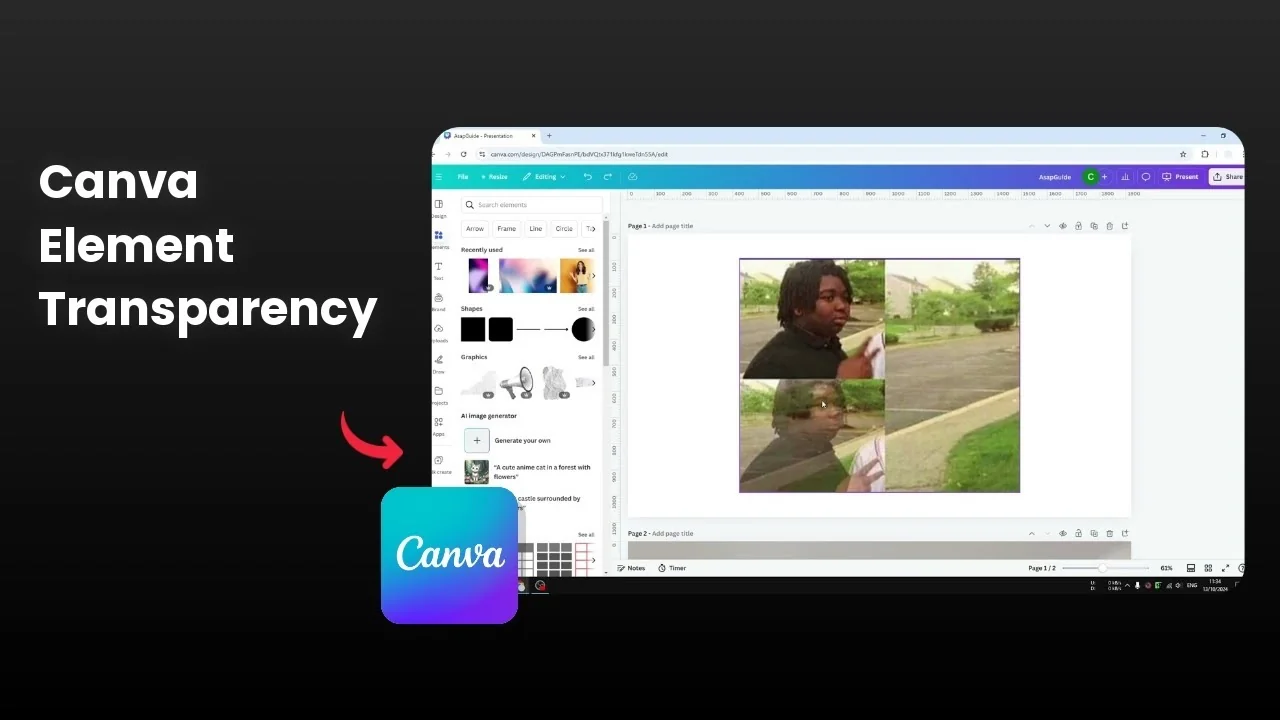 How to Make an Element Translucent in Canva
